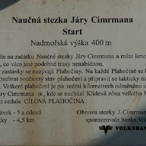 Naučná stezka Járy Cimrmana - start, Výchozí tabule naučné stezky věnovaná plahočení a seznámení se stezkou.