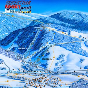 Mapa Ski areálu Deštné