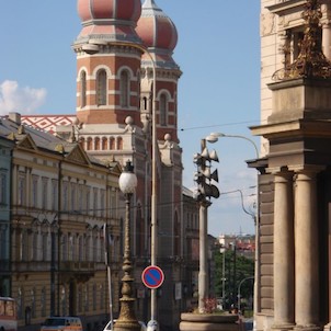 Pohled na synagogu z Klatovské třídy