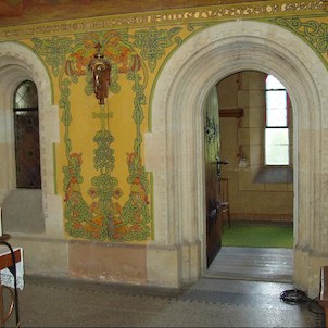 Interiér u sakrsitie, Malovaný interiér kostela v Gruntě