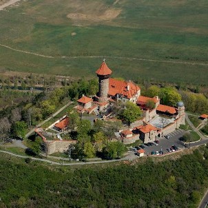 Hněvín, letecký snímek