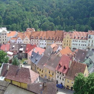 Loket, město Loket focené z hradu