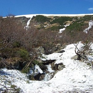 Sněhem zasypaný Kotelský potok