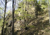 Loupežnická skála, pohled od modré značky procházející Načetínským údolím