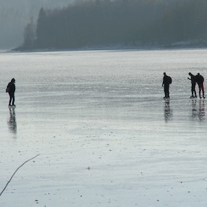 iceskating on lake