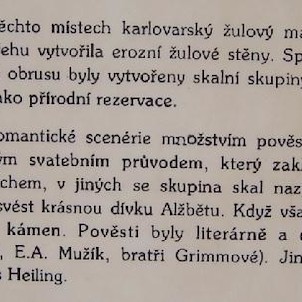 Svatošské skály 51, Národní přírodní památka Jas Svatoš (známá spíše pod názvem Svatošské skály) o rozloze 1,95 ha se nachází v údolí řeky Ohře mezi Karlovými Vary a Loktem. Bizarní skupina skalních věží, sloupů a jehel vytváří pozoruhodné útvary, o jejic