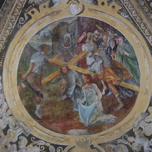 Hradní kaple sv. Barbory, Renesanční nástropní freska - výjev z Křížové cesty (rouška Veroničina)