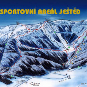 Mapa sjezdovek Sportovního areálu Ještěd