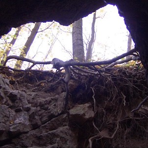 výhled ze zadní části jeskyně