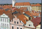 náměstí Třeboně v pozadí kostel svatého Jiljí