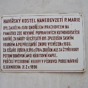 Havířský kostelík - popisek historie